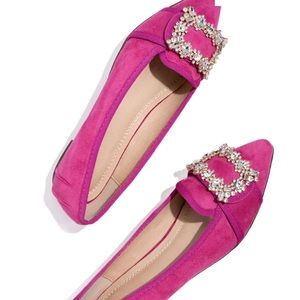 VICI VANDERPUMP EMBELLISHED FAUX SUEDE FLATS